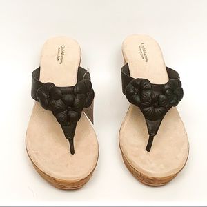 Croft & Barrow - Black Wedge Thong Sandal